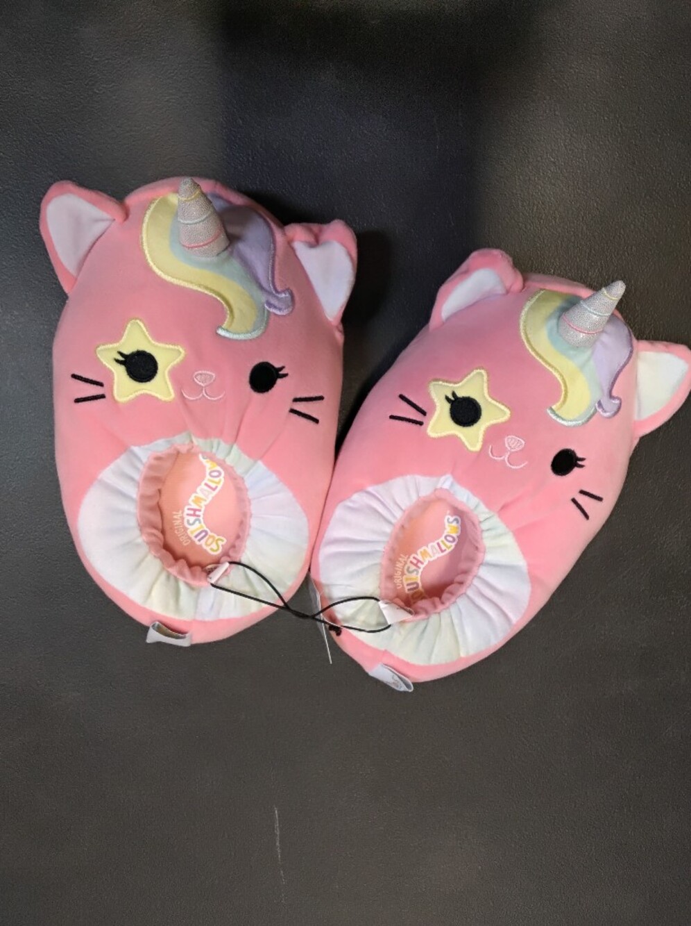 Squishmallows Pink Unicorn Cat Plush Slippers